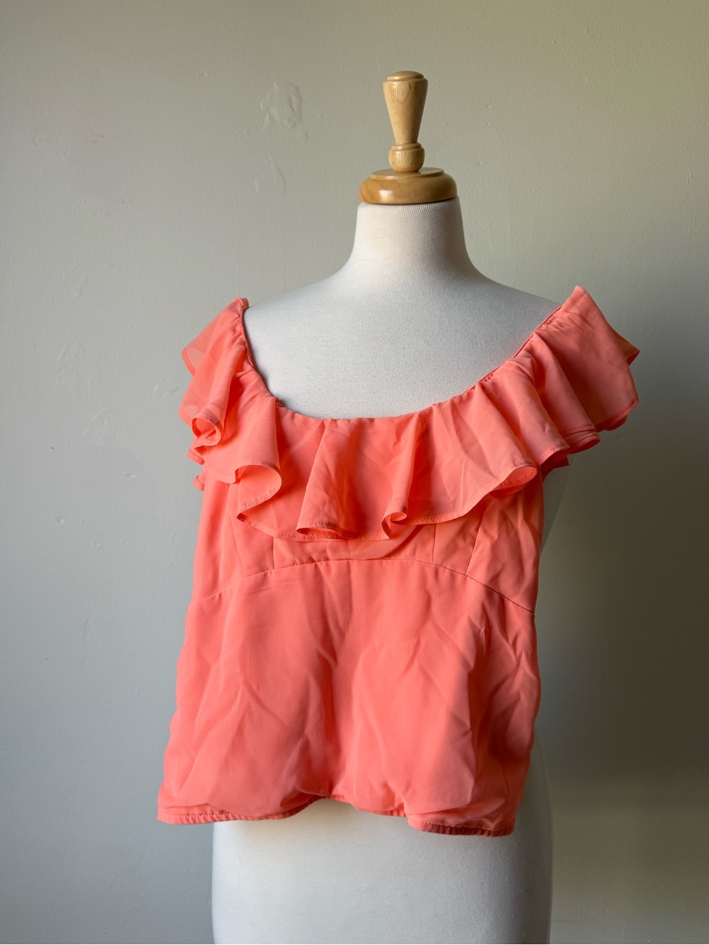 Abercrombie & Fitch Coral Ruffle Smocked Tank Top